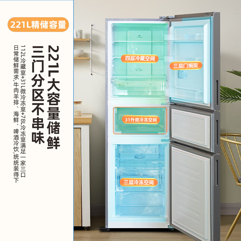 新飞BCD-221WK3AT冰箱图片