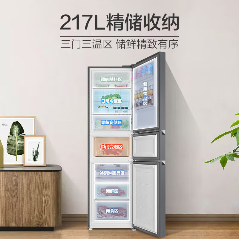 海尔BCD-217WGHC3E9S9冰箱图片