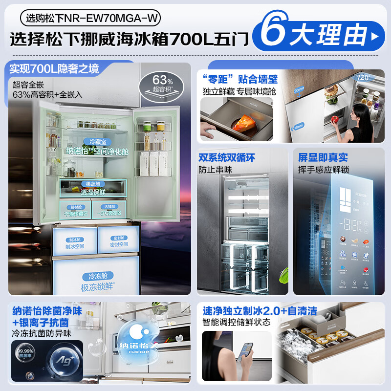 松下NR-EW70MGA-W冰箱图片