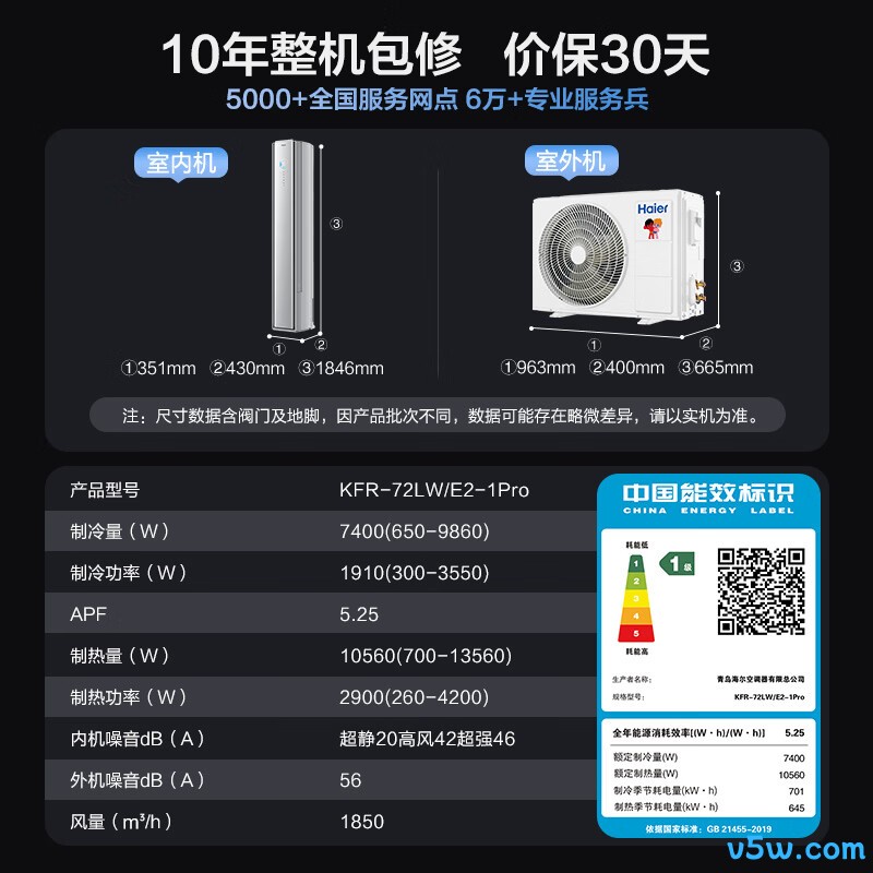 海尔 KFR-72LW/E2-1 Pro 大3匹空调图片