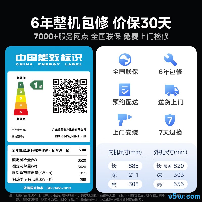 美的 KFR-35GW/N8KS1-1U 大1.5匹空调图片