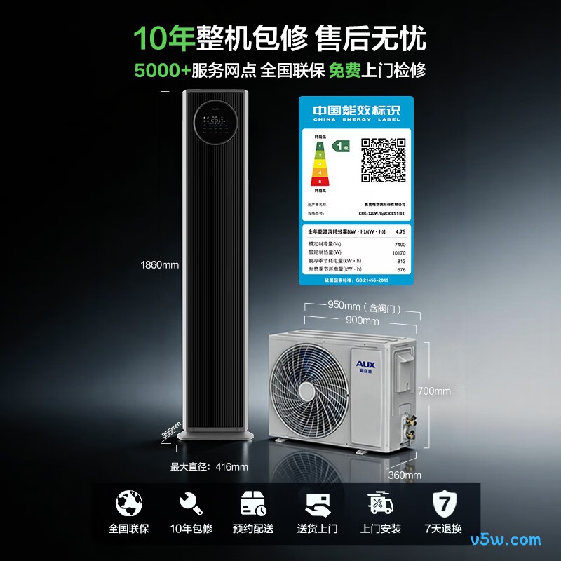 奥克斯 KFR-72LW/BpR3CES1(B1) 大3匹空调图片