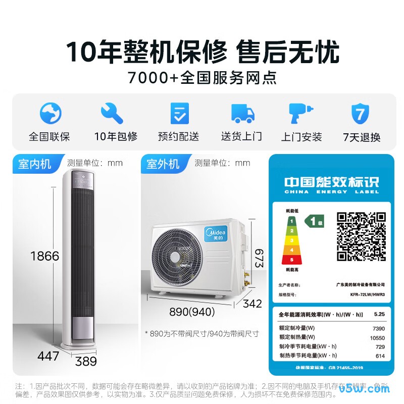 美的 KFR-72LW/HWR3 大3匹空调图片