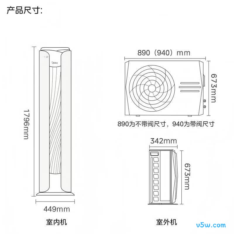 美的 KFR-72LW/MWD1-1Z 3匹空调图片