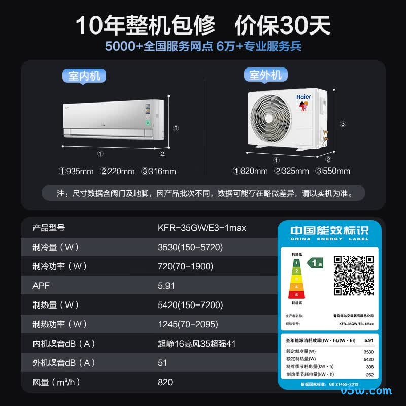 海尔 KFR-35GW/E3-1Max 大1.5匹空调图片