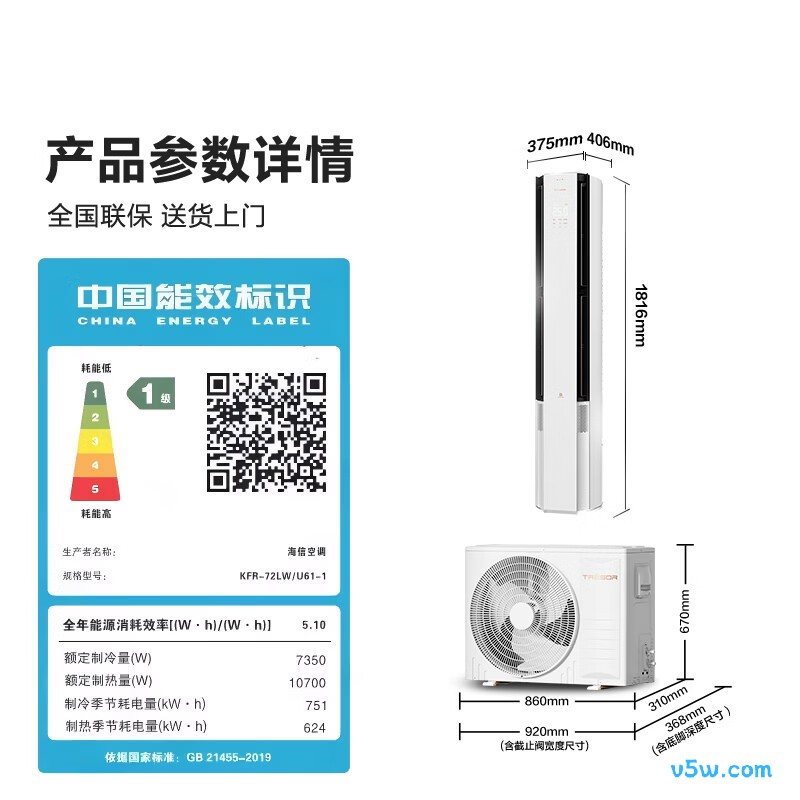 海信 KFR-72LW/U61-1 3匹空调图片