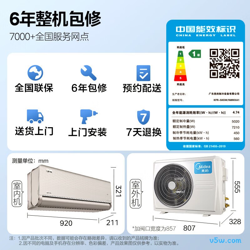 美的 KFR-50GW/N8MXA1 2匹空调图片