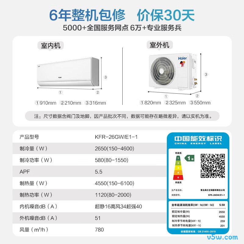 海尔 KFR-26GW/E1-1 大1匹空调图片