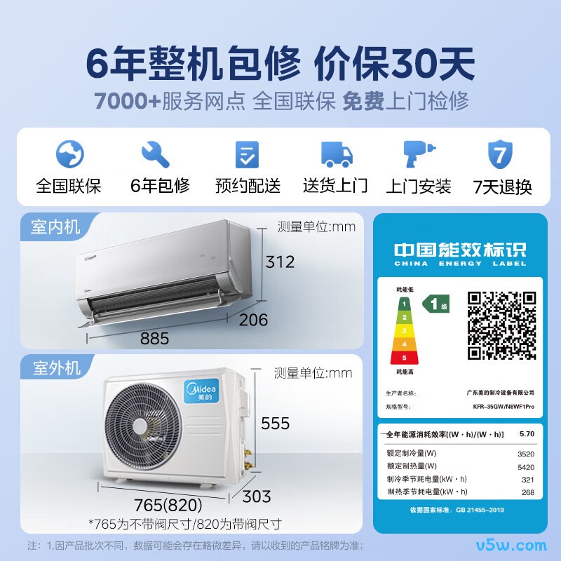 美的 KFR-35GW/N8WF1Pro 大1.5匹空调图片