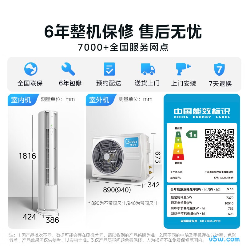 美的 KFR-72LW/KS2P 大3匹空调图片