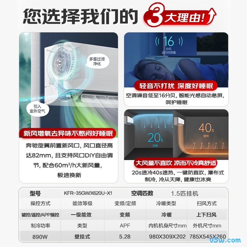 海信 KFR-35GW/X620U-X1 1.5匹空调图片