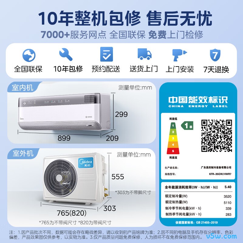 美的 KFR-35GW/HWR7 大1.5匹空调图片