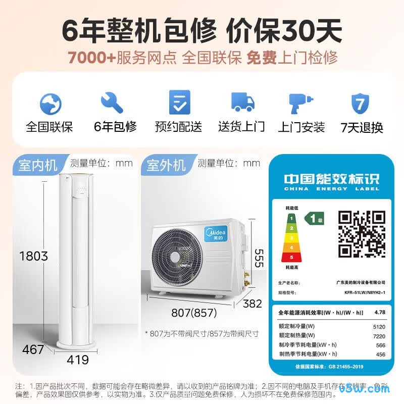 美的 KFR-51LW/N8YH2-1 大2匹空调图片