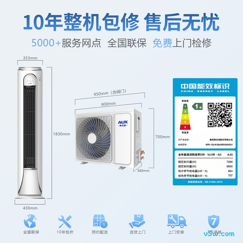 奥克斯 KFR-72LW/BPR3DQI28(B1) 3匹空调图片