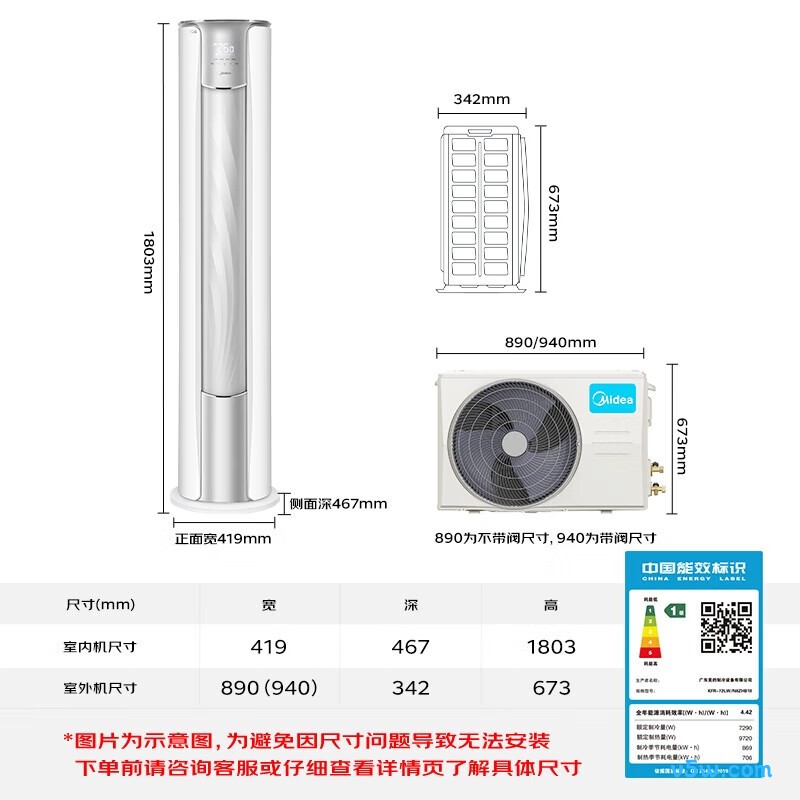美的 KFR-72LW/N8ZHB1Ⅱ 3匹空调图片