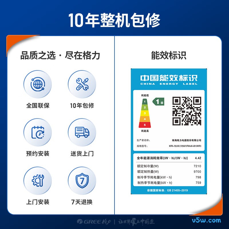 格力 KFR-72LW/(72567)FNhAf-B1(WIFI) 3匹空调图片