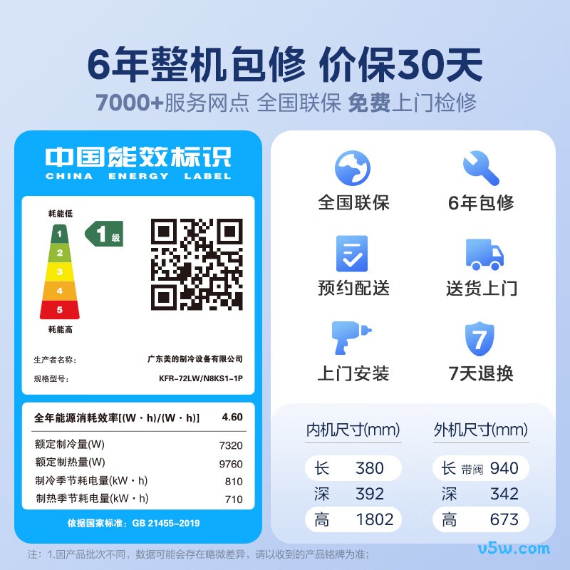 美的 KFR-72LW/N8KS1-1P 3匹空调图片