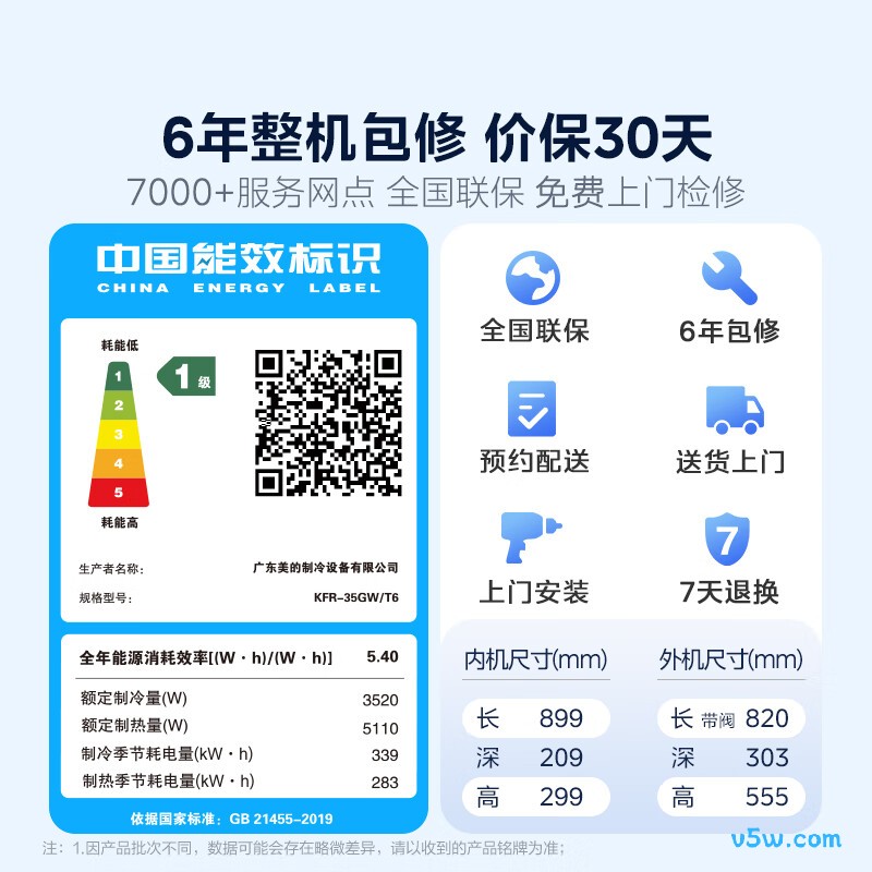 美的 KFR-35GW/T6 大1.5匹空调图片