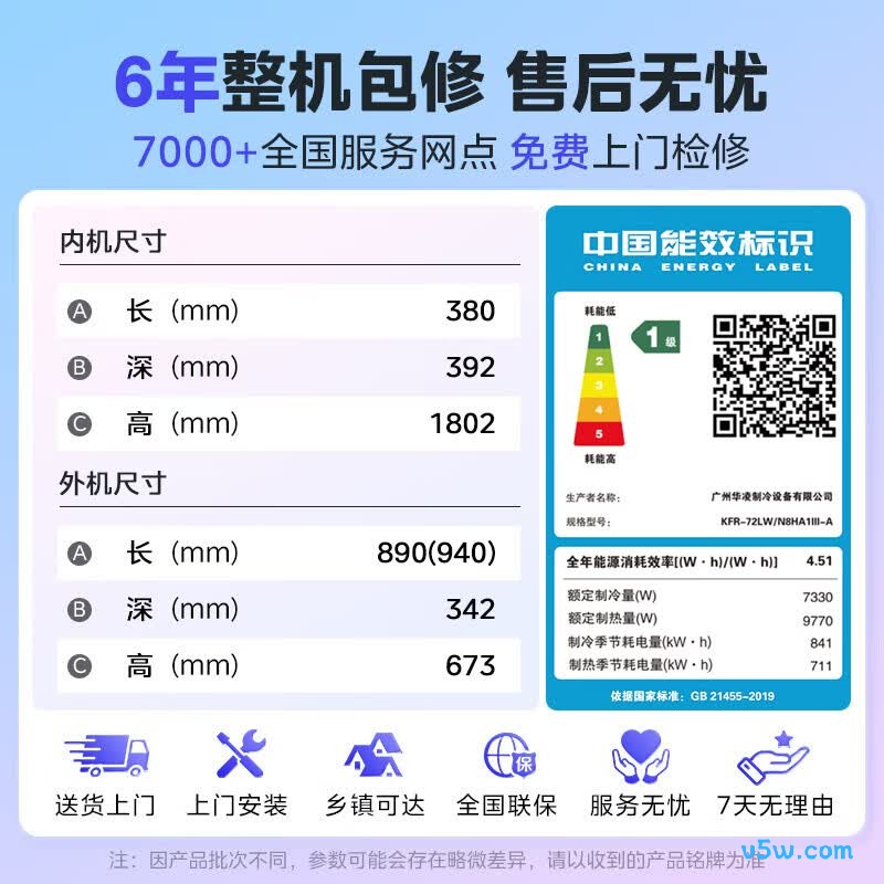 华凌 KFR-72LW/N8HA1Ⅲ-A 3匹空调图片