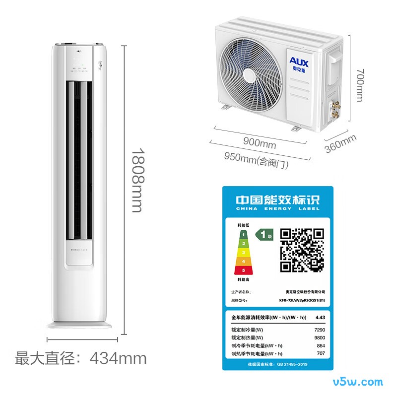 奥克斯 KFR-72LW/BpR3GQS1(B1) 3匹空调图片