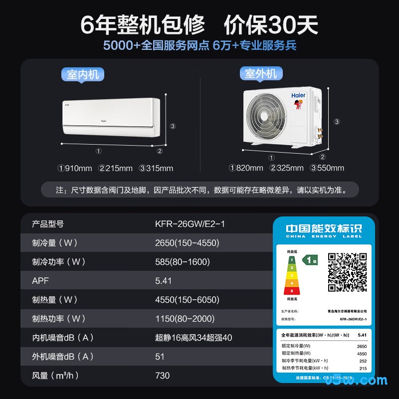 海尔 KFR-26GW/E2-1 大1匹空调图片