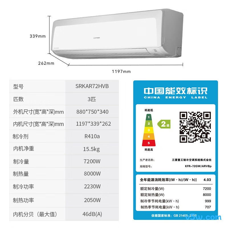 三菱 KFR-72GW/ARVBp 3匹空调图片