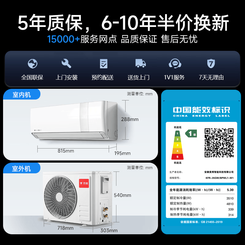万宝 KFR-35GW/BPWL7-W1（冰速侠） 大1.5匹空调图片