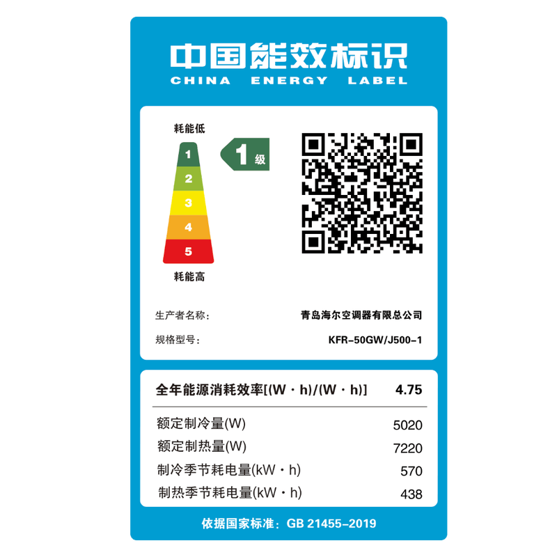 海尔 KFR-50GW/J500-1 2匹空调图片