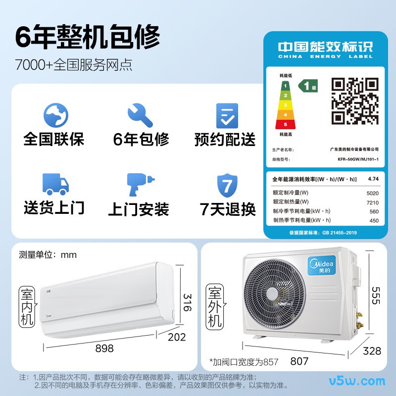 美的 KFR-50GW/MJ101-1 2匹空调图片