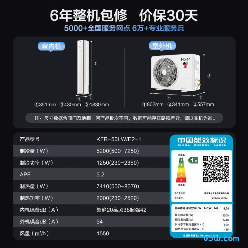 海尔 KFR-50LW/E2-1 2匹空调图片