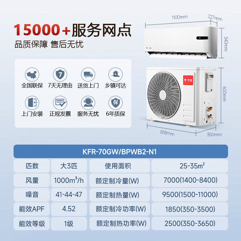 万宝 KFR-70GW/BPWB2-N1 3匹空调图片