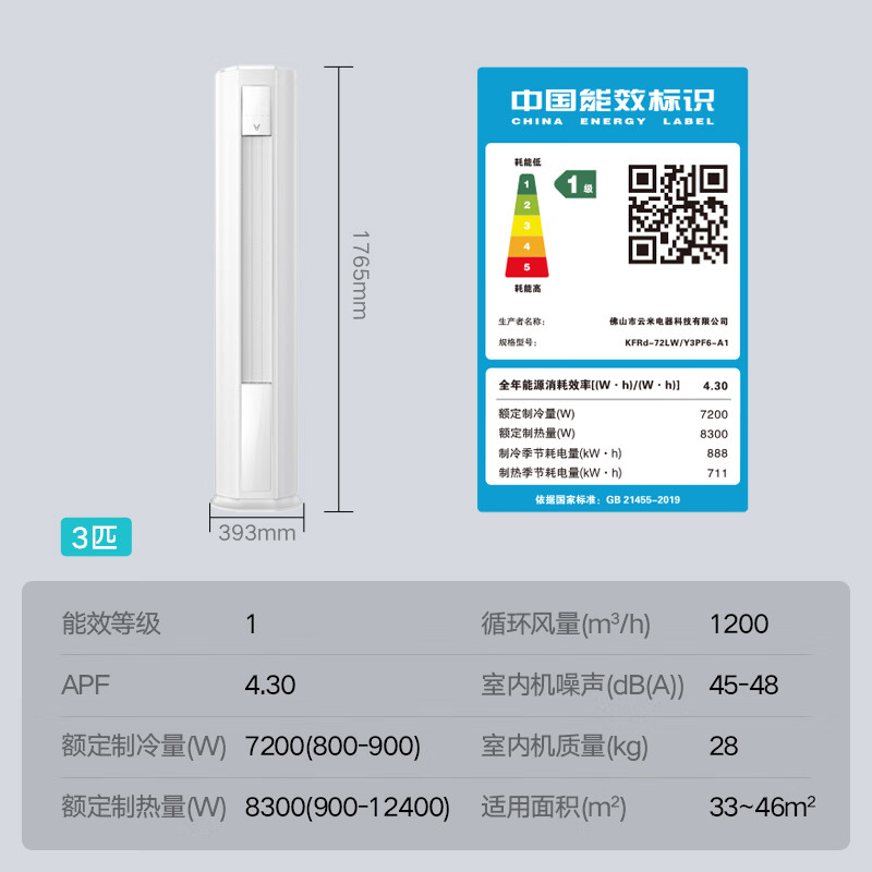 云米 KFRd-72LW/Y3PF6-A1 3匹空调图片
