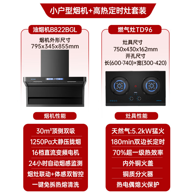 森太B822BGL+TD96油烟机图片