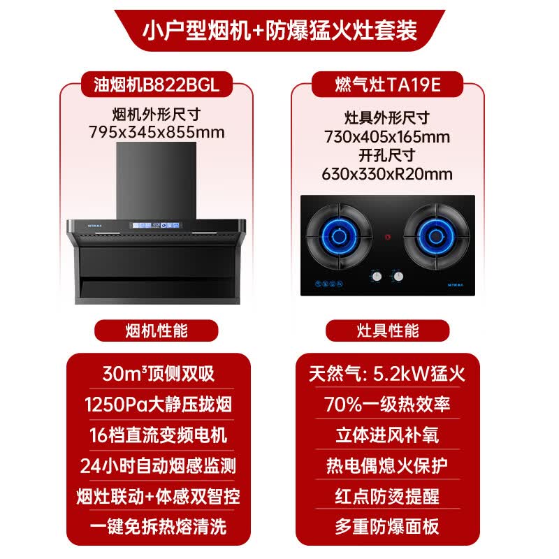 森太B822BGL+TA19E油烟机图片