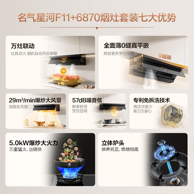 名气星河F11+6870油烟机图片