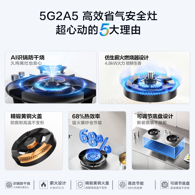 老板JZY-5G2A5液化气灶然气灶图片